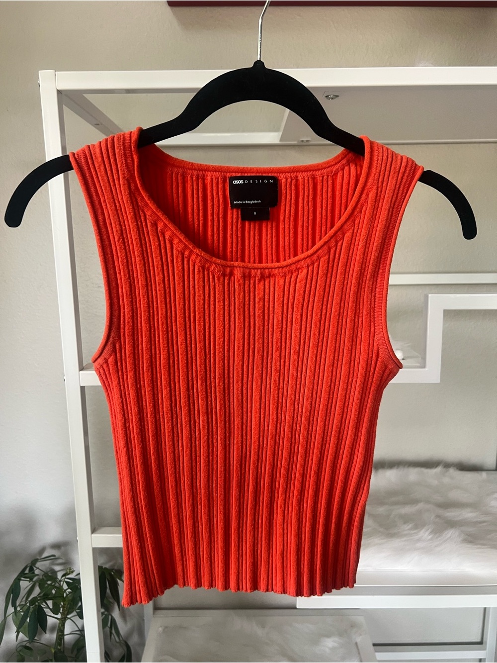 ASOS DESIGN Red Orange Ribbed Sleeveless Tank
